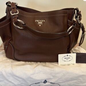 Authentic Prada Milano Brown Leather Shoulder Bag | Poshmark Authenticated